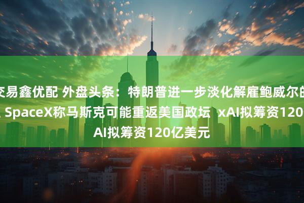 交易鑫优配 外盘头条：特朗普进一步淡化解雇鲍威尔的可能性 SpaceX称马斯克可能重返美国政坛  xAI拟筹资120亿美元